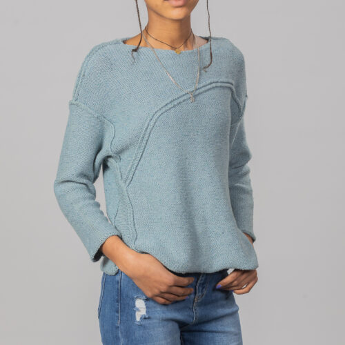 Handknitted women's sweater in 75% cotton 25% silk by INESKA