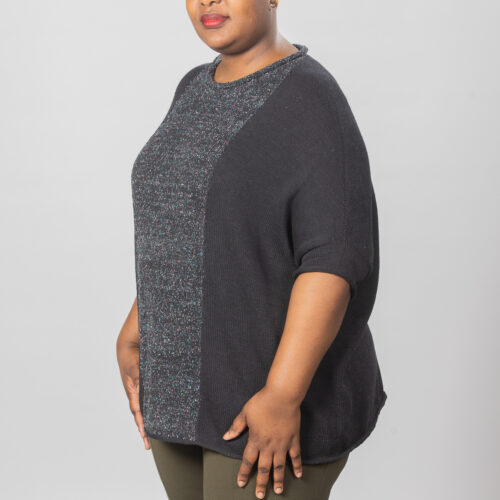Handknitted silk merino pullover — side view