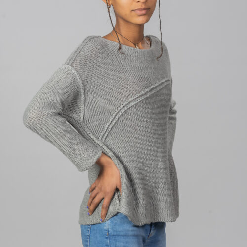 Maria Sweater by INESKA — side view, rustic nettle fibre texture