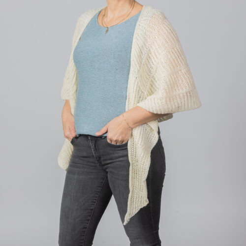 Mona Shawl by INESKA — draped over shoulders, front view