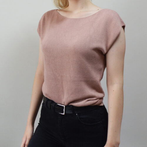 Bamboo silk handknitted top by INESKA — blush pink — sizes M L