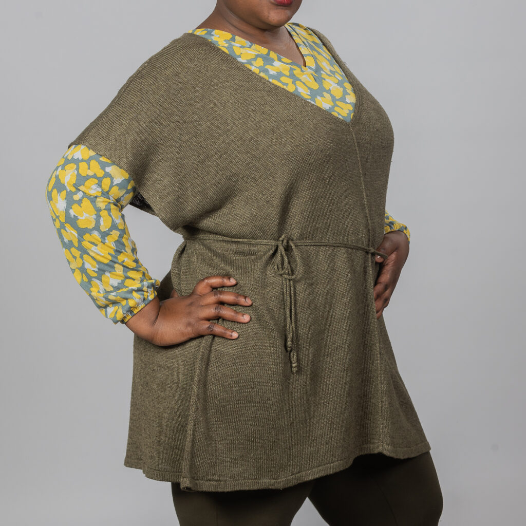 Green Nettle Tunic by INESKA — side view, elegant silhouette