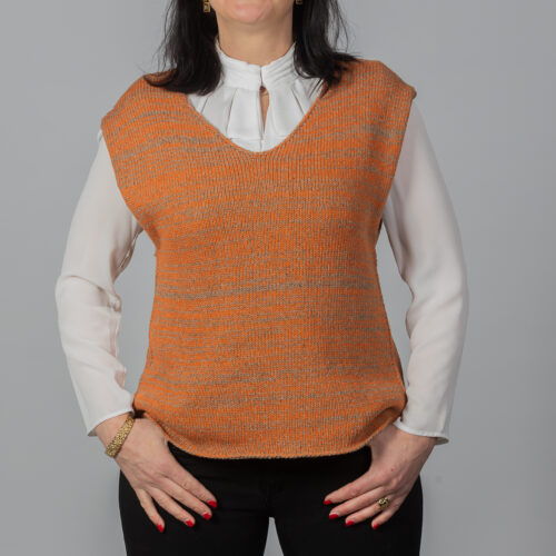 Lovely Gilet by INESKA — side view, silk and lambswool texture detail