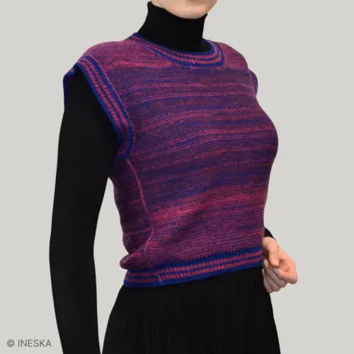 Melodie Gilet by INESKA — side view, decorative seams detail