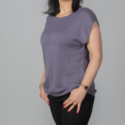 Purple bamboo silk top by INESKA — front view