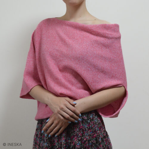 Merino Cloud sweater by INESKA — front view, pink mélange merino wool