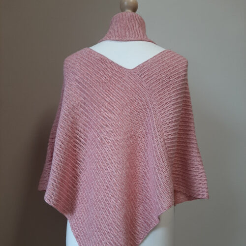 Poncho and Mini Scarf Set by INESKA — V-neckline detail