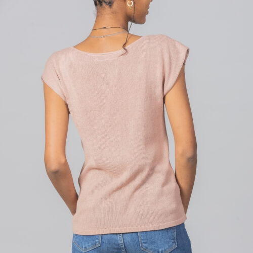 Handknitted bamboo top by INESKA — back view