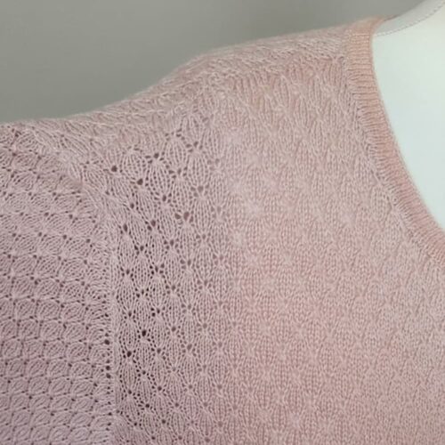 Rose Garden Sweater — close-up lace knit texture — linen cashmere silk