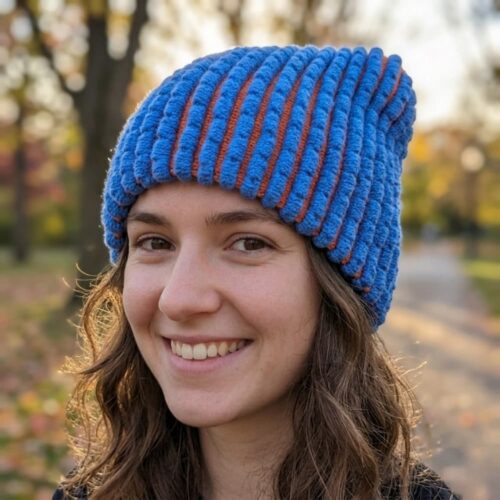 handknit reversible merino beanie