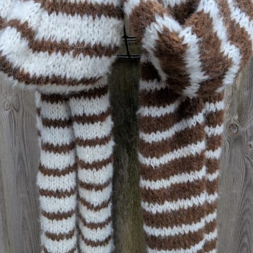 reversible alpaca scarf set showing brown side by INESKA — brushed alpaca handknit